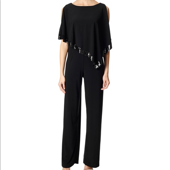 Adrianna Papell Pants - Adrianna Papell Sequin Trimmed Cutout Jumpsuit - Size 6